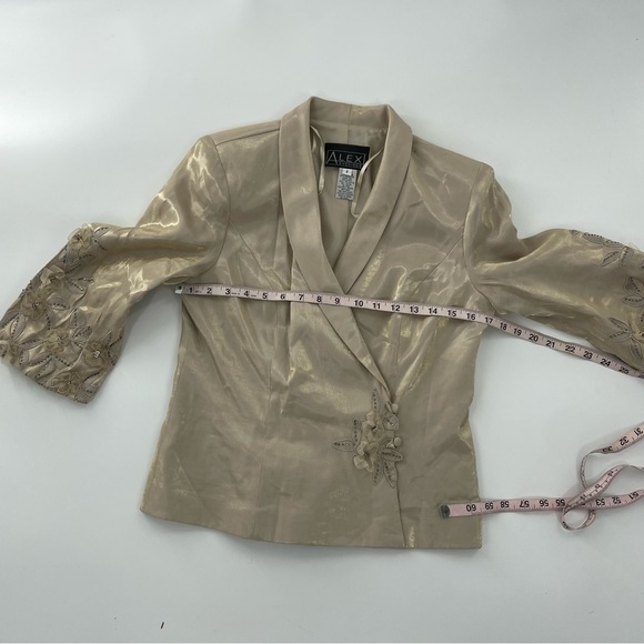 Alex Evenings Metallic Gold Long Skirt and Jacket Formal Floral Mother of Bride - Picture 11 of 16